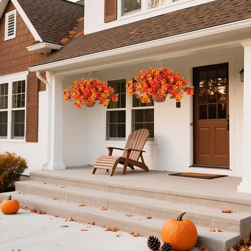 زهور السقوط Homsunny للهواء الطلق ، 2 أجهزة كمبيوتر مزورة Fall Flowers UV مقاومة الخريف الزهور الاصطناعية للشرفة فناء النافذة مربع زارع المنزل ديكور (غروب الشمس الأحمر والبرتقالي) in Kuwait