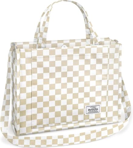 حقيبة حمل نسائية من BINSUNS - حقيبة يد كبيرة الحجم وحقيبة يد جمالية - حقيبة يد للعمل المدرسي والسفر والتسوق على الشاطئ (بني) in Kuwait