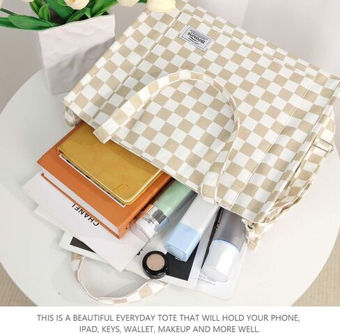 حقيبة حمل نسائية من BINSUNS - حقيبة يد كبيرة الحجم وحقيبة يد جمالية - حقيبة يد للعمل المدرسي والسفر والتسوق على الشاطئ (بني) in Kuwait