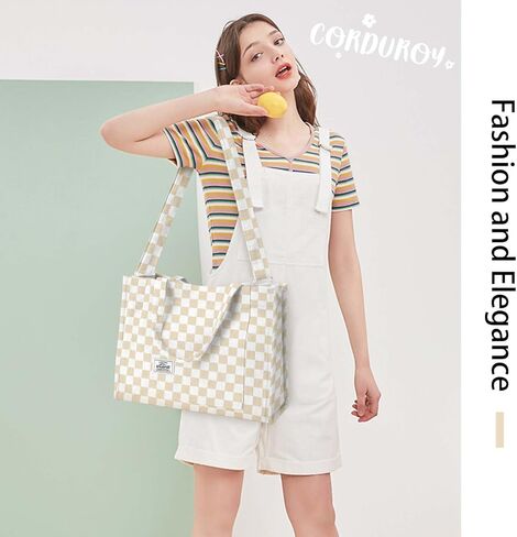 حقيبة حمل نسائية من BINSUNS - حقيبة يد كبيرة الحجم وحقيبة يد جمالية - حقيبة يد للعمل المدرسي والسفر والتسوق على الشاطئ (بني) in Kuwait