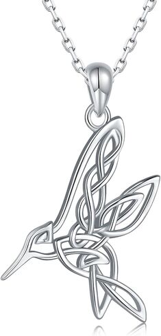 Hummingbird Celtic Pendant Necklace for Women- 925 Sterling Silver Lucky Celtic Knot Humming Bird Necklaces Mother's Day Birthday Christmas Jewelry Gifts for Mom in Kuwait