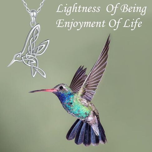 Hummingbird Celtic Pendant Necklace for Women- 925 Sterling Silver Lucky Celtic Knot Humming Bird Necklaces Mother's Day Birthday Christmas Jewelry Gifts for Mom in Kuwait