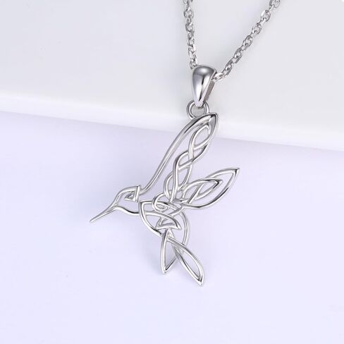 Hummingbird Celtic Pendant Necklace for Women- 925 Sterling Silver Lucky Celtic Knot Humming Bird Necklaces Mother's Day Birthday Christmas Jewelry Gifts for Mom in Kuwait