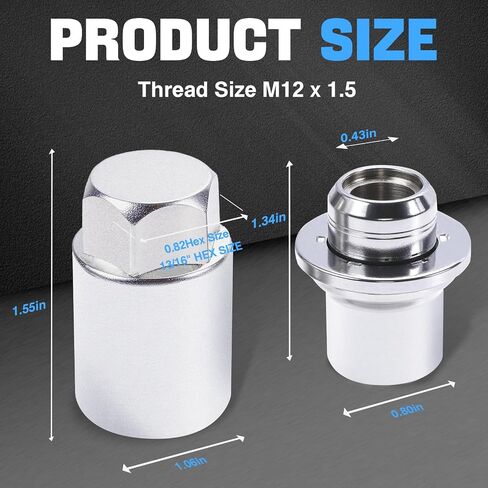 العجلة قفل Lug Nut Set M12 x 1.5 مضاد للسرقة Toyota Camry Tacoma Corolla Highlander Avalon Rav4 Sienna Venza Celica Prius Matrix chr mirai lexus rx350 IS250 ES350 NX200T استبدال 00276-00900 in Kuwait