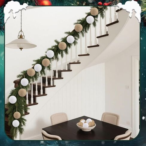 16 Pcs Rustic Christmas Ball 2.24 Inches Neutral Jute Rope Hanging Balls Farmhouse Christmas Tree Ornaments for Xmas Centerpiece Bowls Home Tabletop Vase Tray Bowl Filler in Saudi Arabia