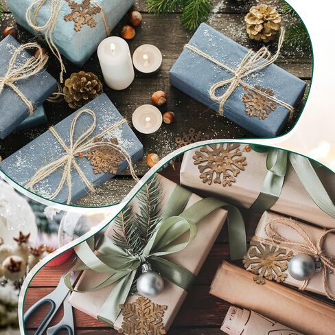 24 Pcs Rustic Brown Options Wooden Snowflake Christmas Ornaments White Snowflakes with Twine and Beads for Tree Winter Home Decoration Holiday Garland Crafts in Kuwait