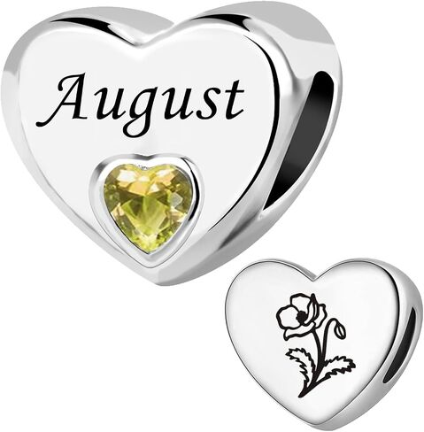 Birthstone Charms for Bracelets Heart Honor Month Flower Gifts for Women Accilible مع أساور Pandora Charms in Kuwait