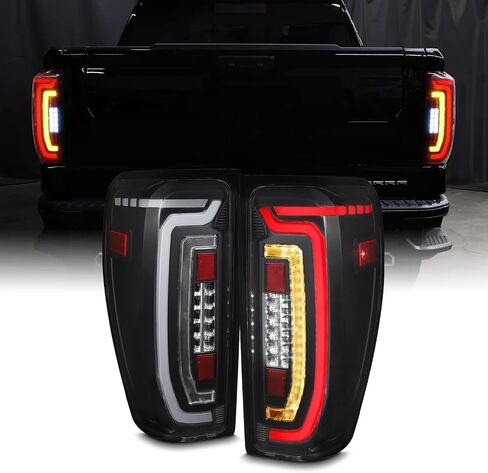 AKKON - FIT 2019-2024 GMC SIERRA 1500 [LED Full] مصابيح الفرامل المصابيح الخلفية [إصدار الهالوجين] عدسة سوداء واضحة in Saudi Arabia