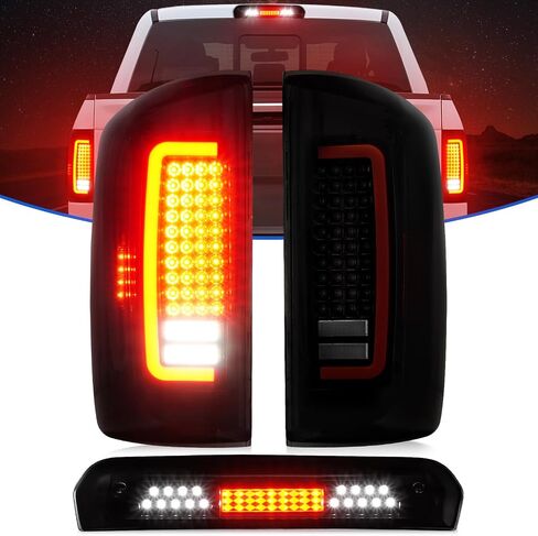 LED Tail Light + 3rd Light Light Fit لـ Dodge RAM 1500 2007-2008 ، مناسب لـ Dodge RAM 2500 3500 2007-2009 (نوع هالوجين ، إصدار LED المصنع) مجموعة مصباح خلفي خلفي ، عدسة دخان in Saudi Arabia