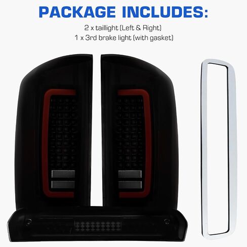 LED Tail Light + 3rd Light Light Fit لـ Dodge RAM 1500 2007-2008 ، مناسب لـ Dodge RAM 2500 3500 2007-2009 (نوع هالوجين ، إصدار LED المصنع) مجموعة مصباح خلفي خلفي ، عدسة دخان in Saudi Arabia