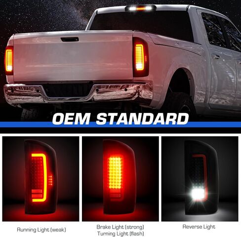 LED Tail Light + 3rd Light Light Fit لـ Dodge RAM 1500 2007-2008 ، مناسب لـ Dodge RAM 2500 3500 2007-2009 (نوع هالوجين ، إصدار LED المصنع) مجموعة مصباح خلفي خلفي ، عدسة دخان in Saudi Arabia