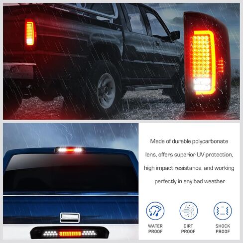 LED Tail Light + 3rd Light Light Fit لـ Dodge RAM 1500 2007-2008 ، مناسب لـ Dodge RAM 2500 3500 2007-2009 (نوع هالوجين ، إصدار LED المصنع) مجموعة مصباح خلفي خلفي ، عدسة دخان in Saudi Arabia