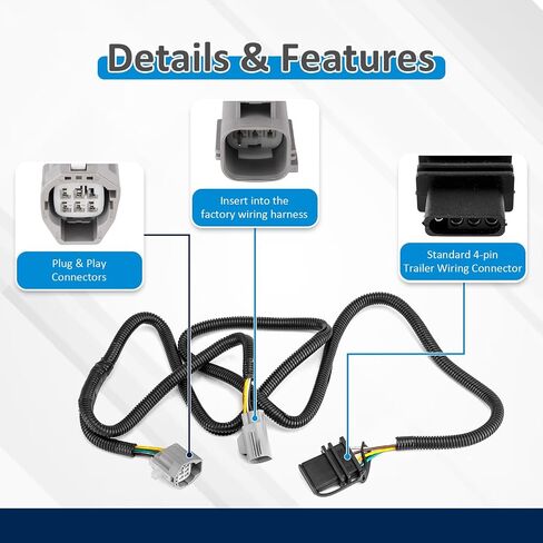 WSays Trailer Wiring Harness 4-DOPIN PLUD & PLAY متوافقة مع Jeep Wrangler TJ 1998-2006 in Saudi Arabia