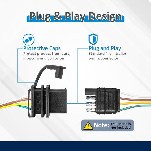WSays Trailer Wiring Harness 4-DOPIN PLUD & PLAY متوافقة مع Jeep Wrangler TJ 1998-2006 in Saudi Arabia