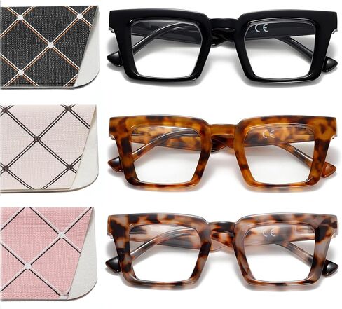 Oprah Style Reading Glasses for Women Blue Light Blocking Square Oversized Stylish Thick Readers Spring Hinge in Saudi Arabia