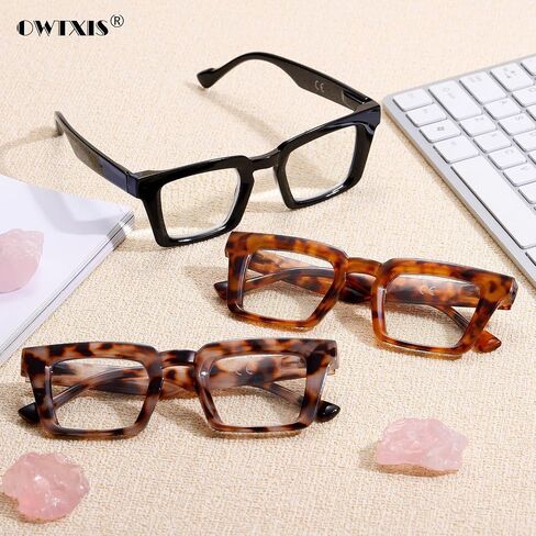 Oprah Style Reading Glasses for Women Blue Light Blocking Square Oversized Stylish Thick Readers Spring Hinge in Saudi Arabia