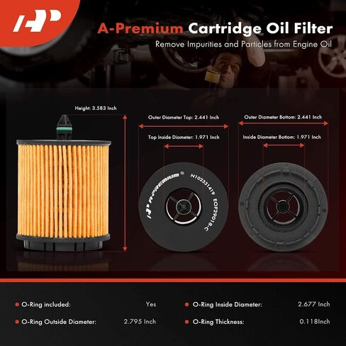 A-Premium 2-PC 10K Miles Filter Filter متوافق مع Chevy Equinox و Impala و Captiva Sport و HHR و Cobalt و Cavalier & Buick & Saab & GMC & Oldsmobile & Pontiac & Saturn in Saudi Arabia