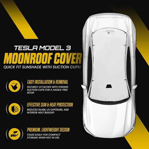 Tesla Model 3 Sunshade Roof, T-Shape Tesla Model Sunshade with Suction Tubes for Easy Installation, Tesla Model 3 Window Shade, Protects Tesla Model Interior, Enhances Driving Comfort in Saudi Arabia