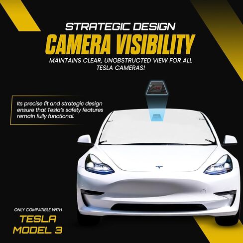 Tesla Model 3 Sunshade Roof, T-Shape Tesla Model Sunshade with Suction Tubes for Easy Installation, Tesla Model 3 Window Shade, Protects Tesla Model Interior, Enhances Driving Comfort in Saudi Arabia