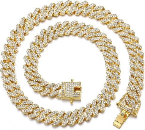 HDMENC رجل ميامي الكوبية ربط سلسلة قلادة 12mm الماس الشق الكوبية سلسلة 18/20/24 بوصة طول الهيب هوب Jewely مع صندوق هدية in Saudi Arabia