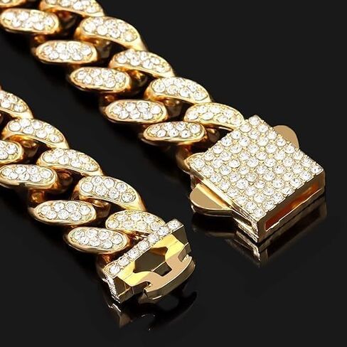 HDMENC رجل ميامي الكوبية ربط سلسلة قلادة 12mm الماس الشق الكوبية سلسلة 18/20/24 بوصة طول الهيب هوب Jewely مع صندوق هدية in Saudi Arabia