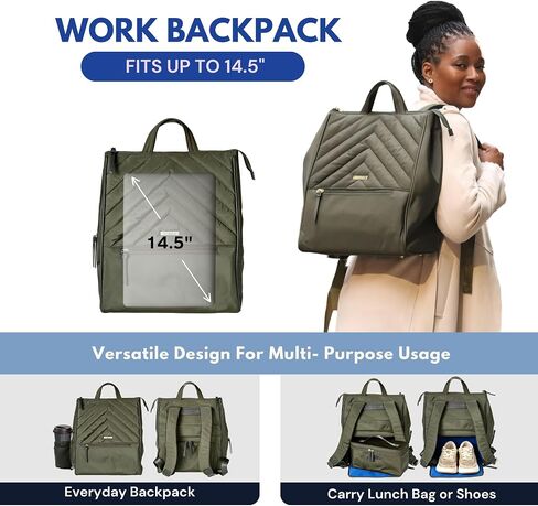 Amber 14.5" Laptop Backpack with Insulated Lunch Bag, Shoe Bag - Perfect for Work, Travel, Everyday Use (Black) in Saudi Arabia