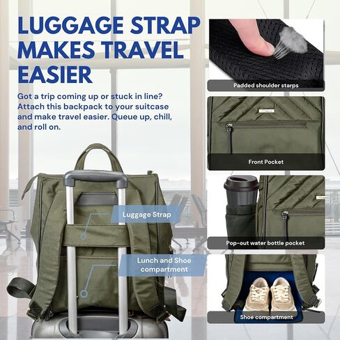 Amber 14.5" Laptop Backpack with Insulated Lunch Bag, Shoe Bag - Perfect for Work, Travel, Everyday Use (Black) in Saudi Arabia