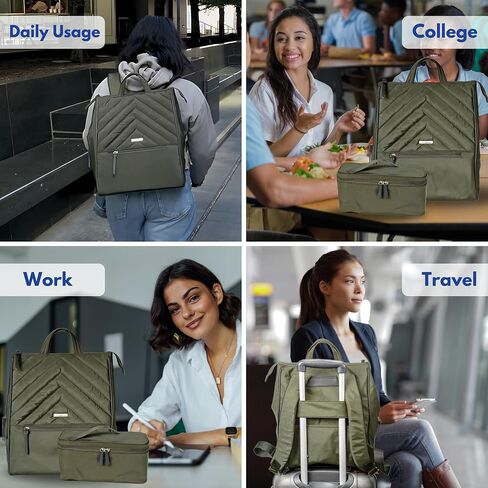 Amber 14.5" Laptop Backpack with Insulated Lunch Bag, Shoe Bag - Perfect for Work, Travel, Everyday Use (Black) in Saudi Arabia