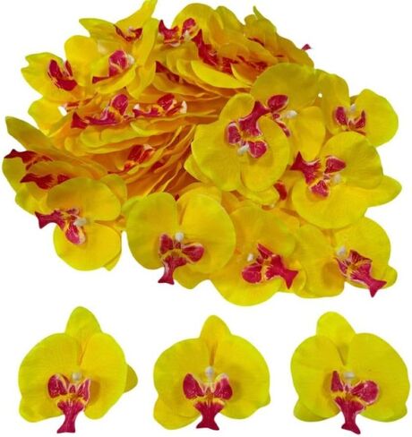 Corkwaw 50 Pcs Orchid Petals Artificial Decorations Orchids Heads Flowers Faux Silk Phalaenopsis Butterfly Flower Heads for Handmade DIY Home Wedding Party Decoration (Blue) in Saudi Arabia