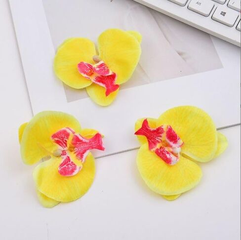 Corkwaw 50 Pcs Orchid Petals Artificial Decorations Orchids Heads Flowers Faux Silk Phalaenopsis Butterfly Flower Heads for Handmade DIY Home Wedding Party Decoration (Blue) in Saudi Arabia