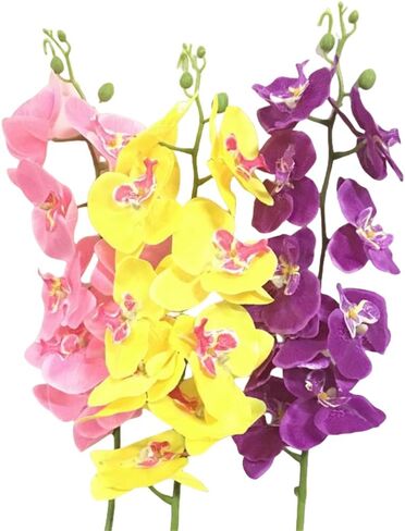 Corkwaw 50 Pcs Orchid Petals Artificial Decorations Orchids Heads Flowers Faux Silk Phalaenopsis Butterfly Flower Heads for Handmade DIY Home Wedding Party Decoration (Blue) in Saudi Arabia