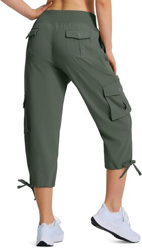 KSMIEN نساء المشي لمسافات طويلة كابريس سريعة الجافة خفيفة الوزن السيدات الصيف السراويل البضائع 8 جيوب للتخييم السفر in Kuwait