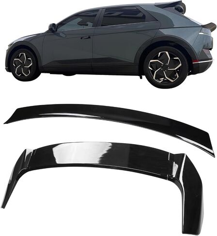 Ikon Motorsports ، Trunk Spoiler + Soff Sovererer متوافق مع 2022-2024 Hyundai Ioniq 5 ، Ikon Gloss Black ABS Plastic Trunk Lid Spoiler Wing Medid in Saudi Arabia