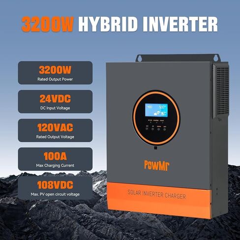 3000W Solar Inverter 24V Built-in 80A MPPT Controller+40A AC Charger, Max.PV Input 4KW,450V, Pure Sine Wave Inverter 3000-watt fit for Lead-Acid and Lithium Batteries in Saudi Arabia