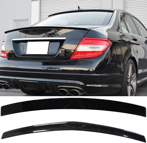 Trunk and Roof Spoiler مسبقًا متوافقًا مع 2010-2016 Mercedes Benz E-Class W212 Sedan ، AMG Style L ABS #197 Obsidian Black الخلفي الشفاه الشفاه بواسطة Ikon Motorsports ، 2011 2013 2013 in Saudi Arabia