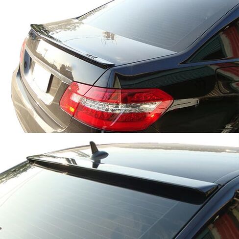 Trunk and Roof Spoiler مسبقًا متوافقًا مع 2010-2016 Mercedes Benz E-Class W212 Sedan ، AMG Style L ABS #197 Obsidian Black الخلفي الشفاه الشفاه بواسطة Ikon Motorsports ، 2011 2013 2013 in Saudi Arabia