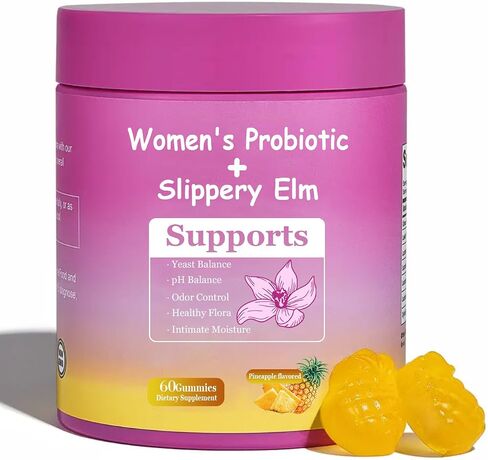 DYALE Her Juicy Feminine Probiotics Gummies for Women | Pineapple Flavor | Supports pH Balance, Gut Health & Immune System | with Slippery Elm, Prebiotics & Lactobacillus Blend | 60 Gummies (1pc) in Kuwait