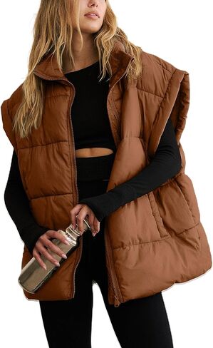 Apafes Women Winter شتاء سترة منتفخة منتفخة مبطنة بالوزن خفيف الوزن معطف من النفخ معطف منتفخ مع جيوب in Kuwait