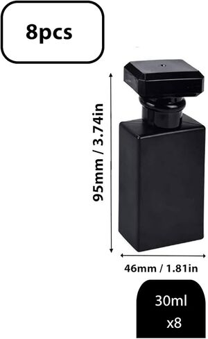 Glass Perfume Bottle Empty Refillable 12Pack Clear Travel Perfume Spray Atomizer Bottle 30ml Perfume Fine Mist Spray Perfume Bottle Atomizer Container with Spray Applicator (Clear Square 30ml 12PCS) in Kuwait