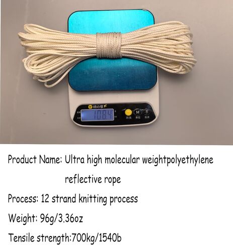 12 Strand Braided UHMWPE Rope -2mm 500kg Fracture Strain - Suitable for Tents, Kiteboarding, and Other (2mmwhite100ft) in Saudi Arabia