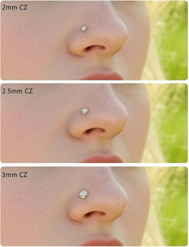 20G 18G 16G Threadless Push in Nose Studs CZ Nose Ring Flat Back Stud Earrings 316L Surgical Steel Tragus Helix Cartilage Earrings Lip Piercing Jewelry For Women Men Gold Silver in Kuwait
