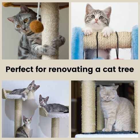 3/8 Inch 100Ft Natural Sisal Rope for Cat Scratcher, Cat Scratching Post Tower Replacement, Recovering and DIY in Saudi Arabia