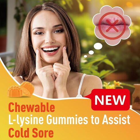 L-Lysine Gummies 1000 mg, Cold Sore Supplement with Immune Support for Lips & Oral, Chewable L Lysine Gummies for Adults & Kids, Boost Immune & Collagen, Non-GMO, Vegan, Gluten Free - 120 Counts in Kuwait
