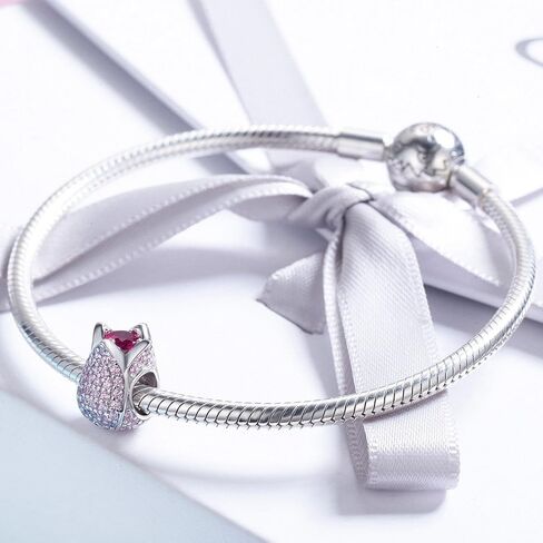 Eternalll Orchid Charms 100% 925 Sterling Silver Pink Enamel Flower Dragonfly Love Heart Bead Charms European Bead fit Pandora Bracelets Beads Crystal Jewelry (Red rose Charms) in Saudi Arabia