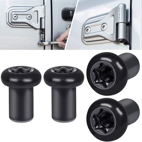 Door Hinge Nuts Replacement Screws for Jeep Wrangler JK JKU Sports Sahara Freedom Rubicon Unlimited 2-Door 4-Door 2007-2018 Exterior Accessories Black (4 PCS) in Saudi Arabia