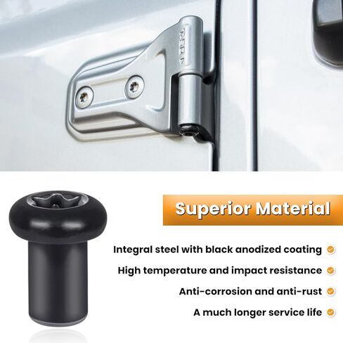 Door Hinge Nuts Replacement Screws for Jeep Wrangler JK JKU Sports Sahara Freedom Rubicon Unlimited 2-Door 4-Door 2007-2018 Exterior Accessories Black (4 PCS) in Saudi Arabia