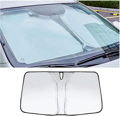 Car Windscreen Sun Shade for Toyota Prius (XW20) 2.Gen 2003 2004 2005 2006 2007 2008 2009 2010, Car Windshield Sun Shade Sun Protection Block UV Rays Sun Visor Accessories,Black in Kuwait