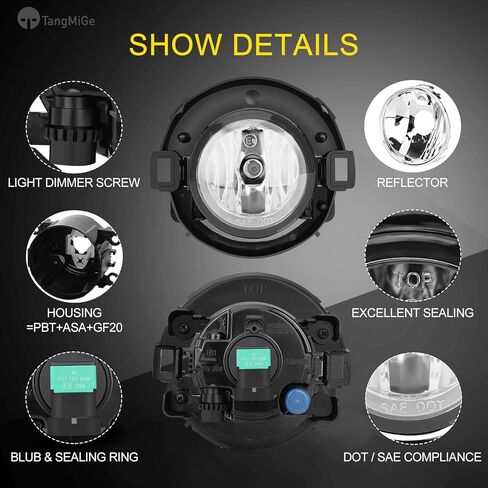 TangMiGe Fog Lights compatible with Nissan Xterra 2005-2015, Nissan Frontier 2010-2019, with Plastic Bumper Only, 1 Pair Fog Lamps, 26150EA025 NI2590102 (Clear) in Kuwait