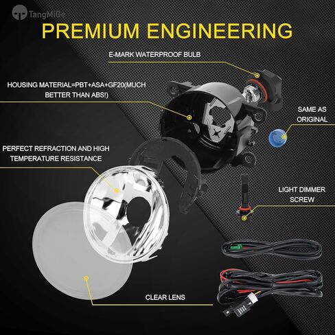 TangMiGe Fog Lights compatible with Nissan Xterra 2005-2015, Nissan Frontier 2010-2019, with Plastic Bumper Only, 1 Pair Fog Lamps, 26150EA025 NI2590102 (Clear) in Kuwait