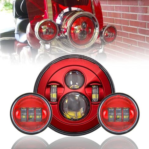 Sktyants 7 "7 بوصة مصباح دراجة نارية LED RED MEDIDALEDER SPOREDOR توافق مع Tourng Street Electra Road Road King Classic in Kuwait